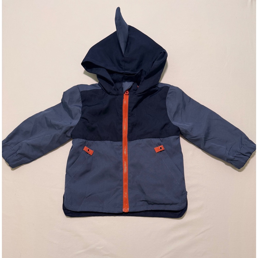 Tommy Bahama Shark Fin Hooded Windbreaker Jacket Blue Orange Kids 12M